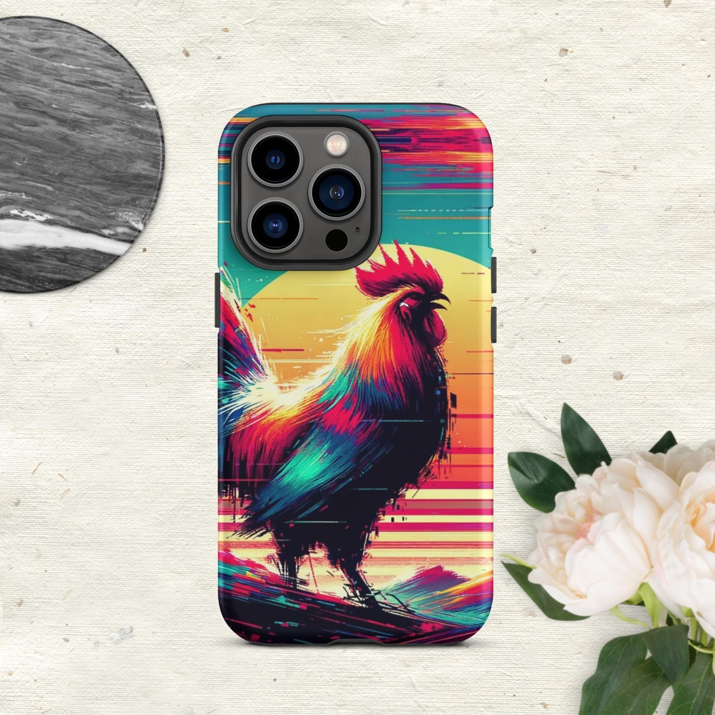 The Hologram Hook Up Matte / iPhone 13 Pro Rooster Glitch Tough Case for iPhone®
