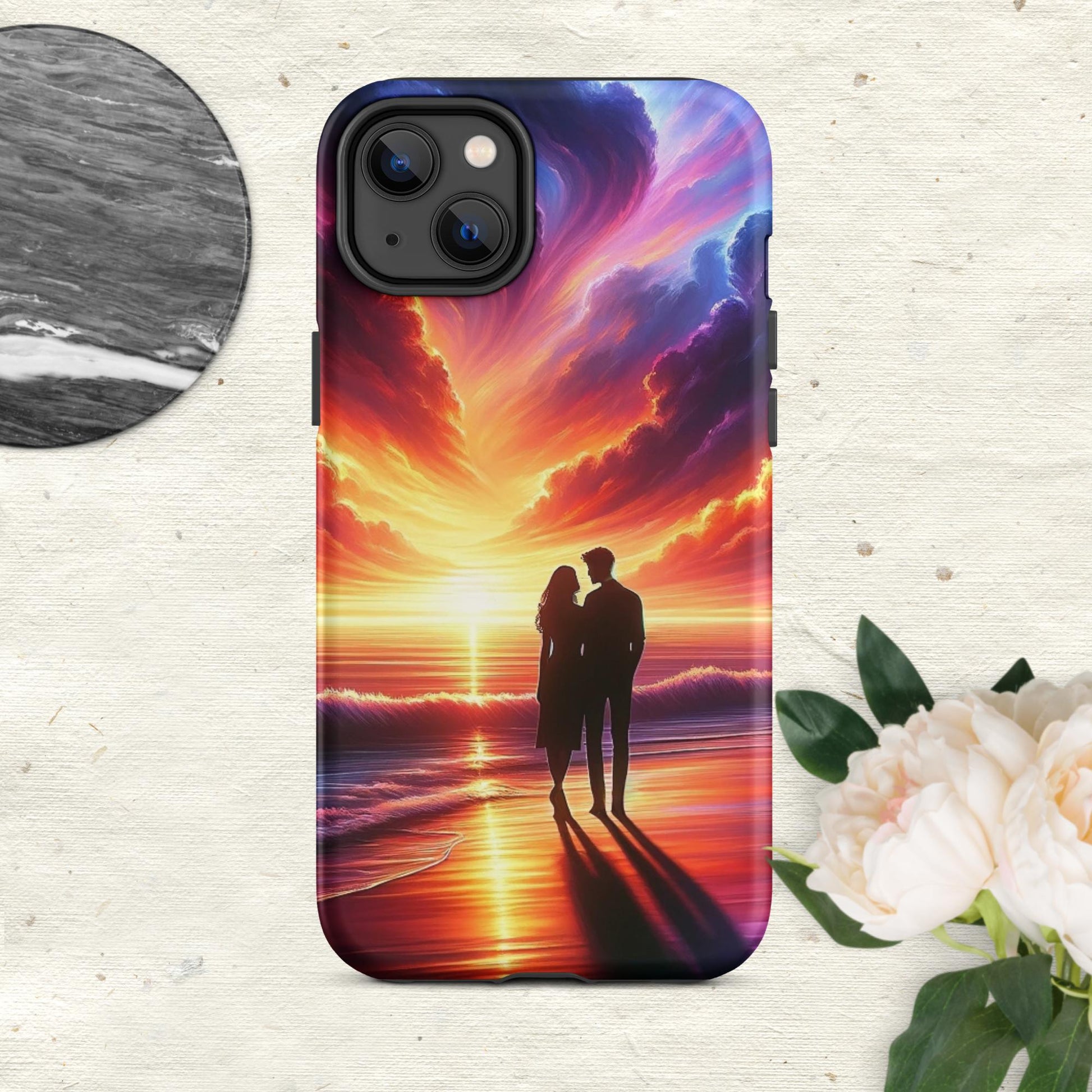 The Hologram Hook Up Matte / iPhone 14 Plus Lovers Sunset Tough Case for iPhone®