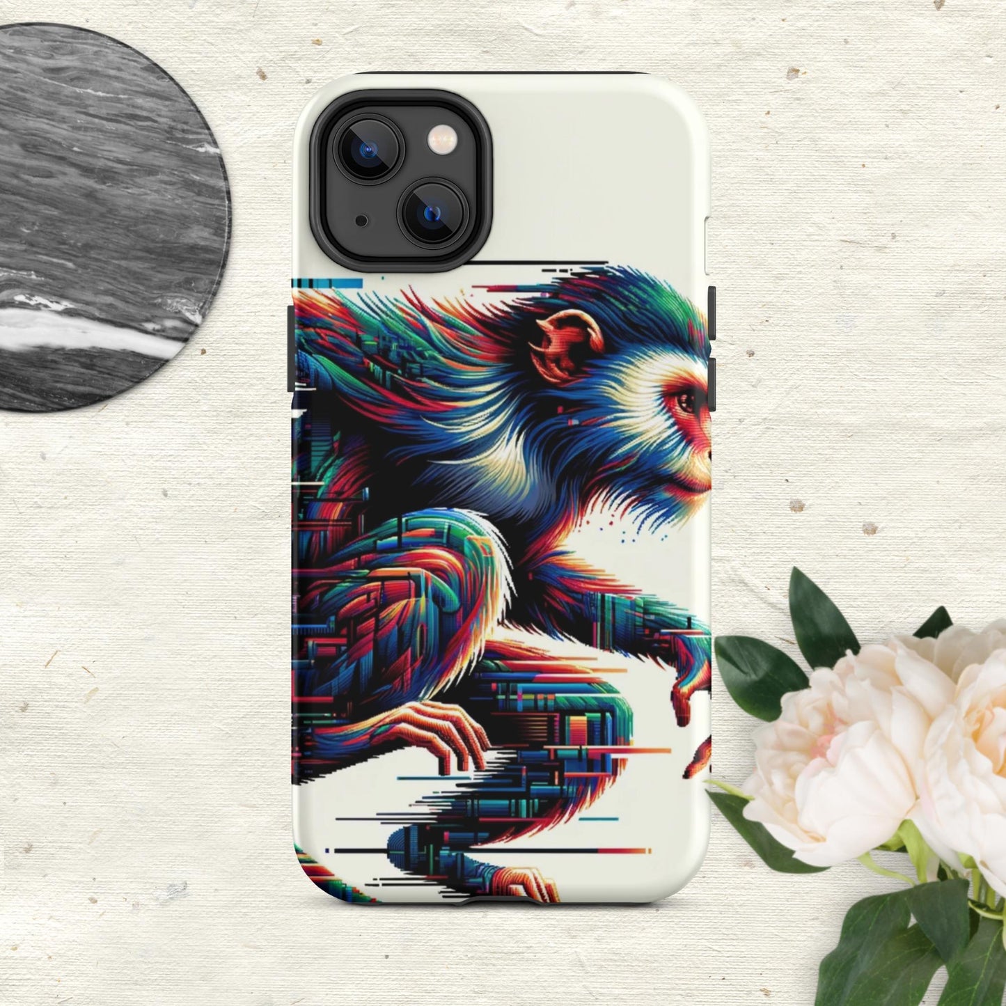 The Hologram Hook Up Matte / iPhone 14 Plus Monkey Glitch Tough Case for iPhone®
