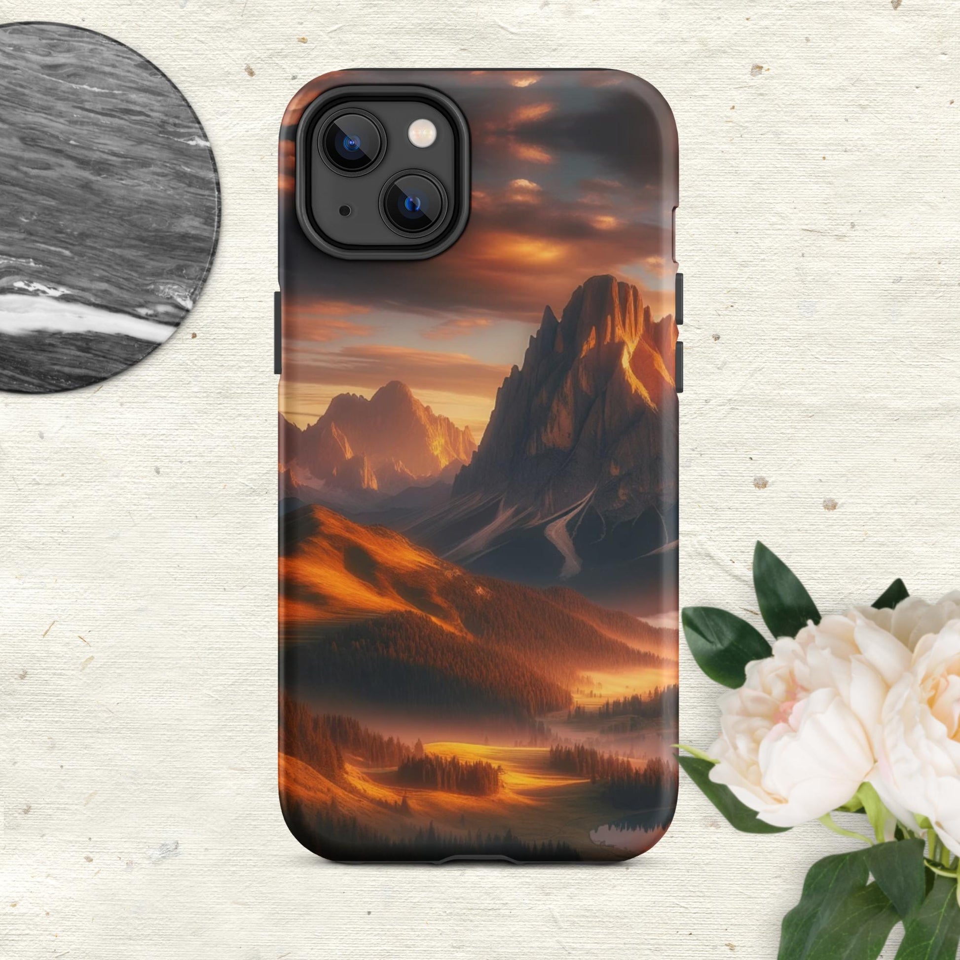 The Hologram Hook Up Matte / iPhone 14 Plus Mountain Sunset Tough Case for iPhone®