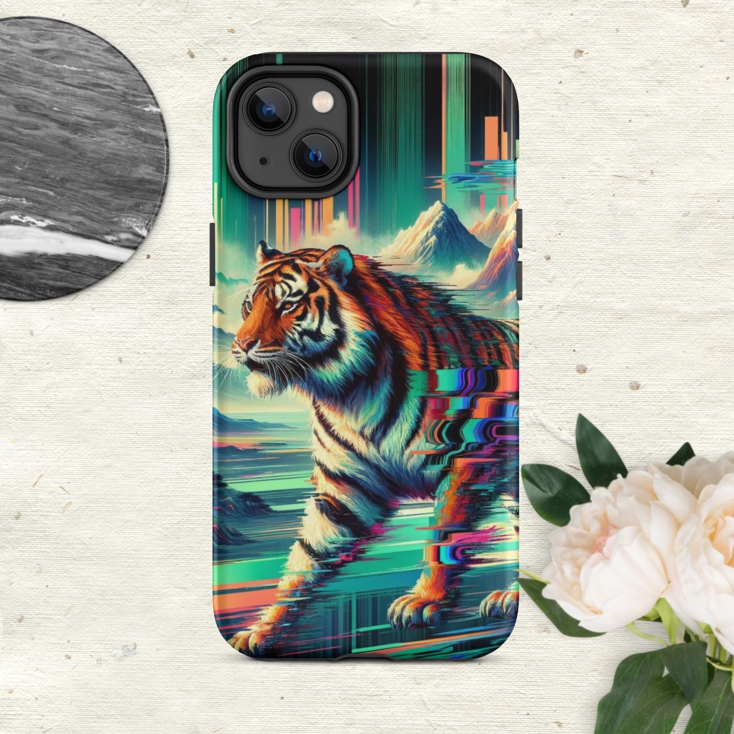 The Hologram Hook Up Matte / iPhone 14 Plus Tiger Glitch Tough Case for iPhone®