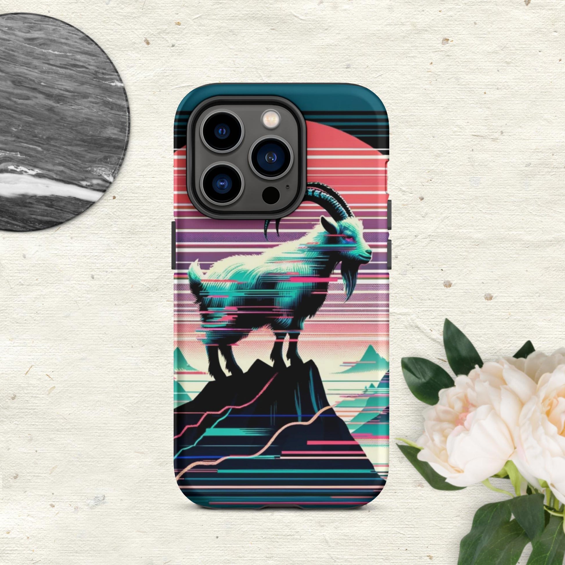 The Hologram Hook Up Matte / iPhone 14 Pro Goat Glitch Tough Case for iPhone®