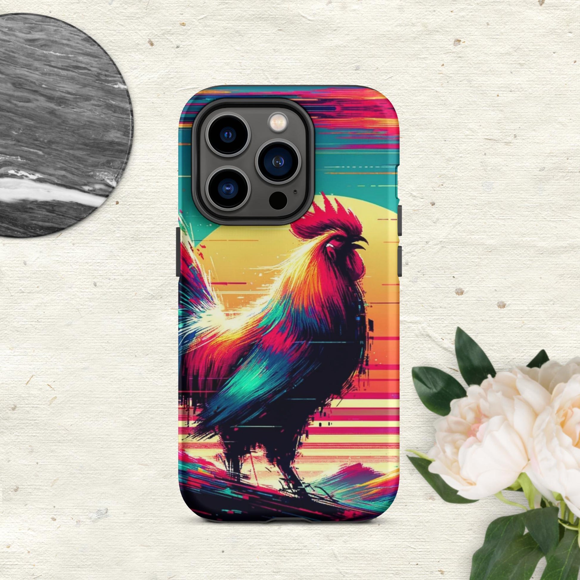 The Hologram Hook Up Matte / iPhone 14 Pro Rooster Glitch Tough Case for iPhone®