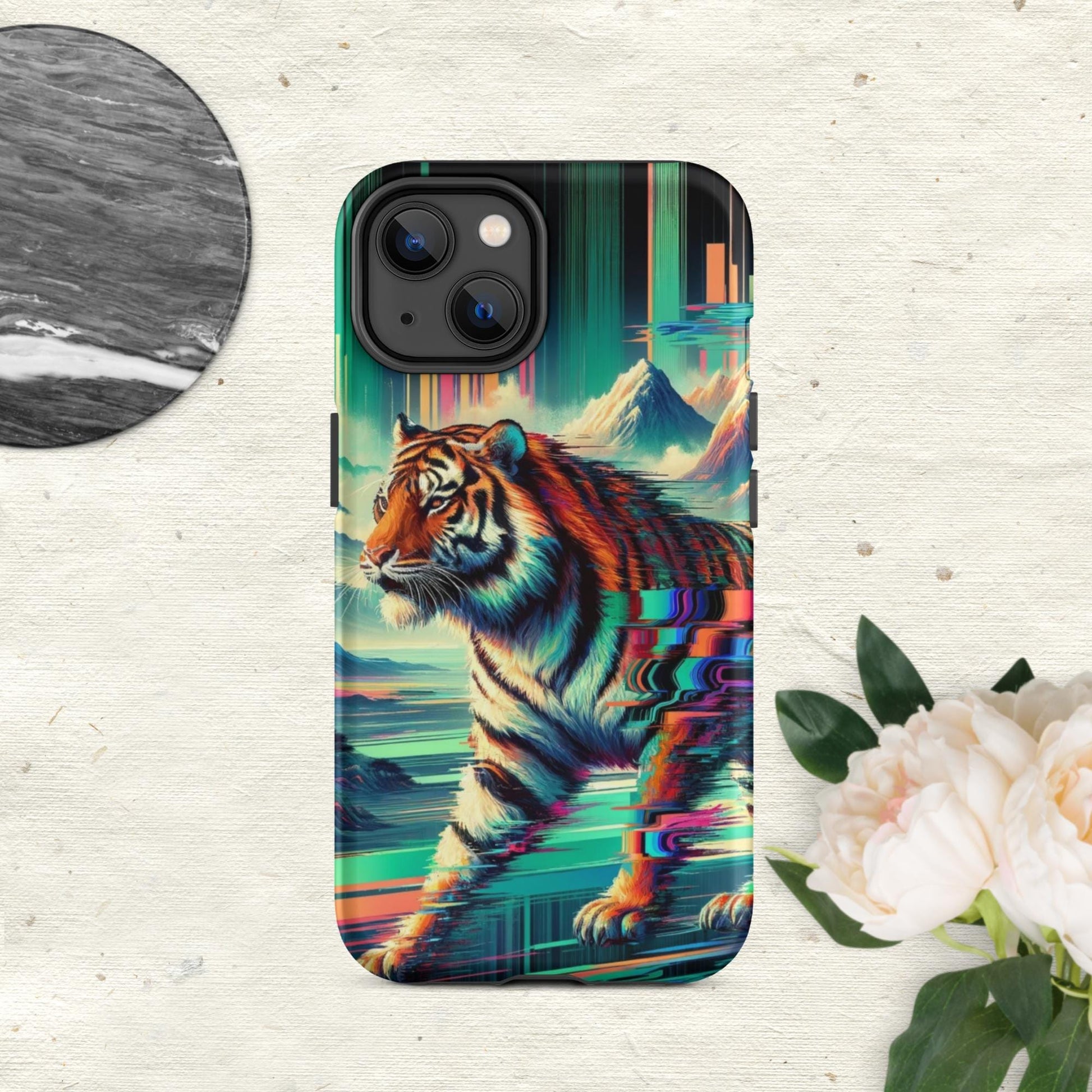 The Hologram Hook Up Matte / iPhone 14 Tiger Glitch Tough Case for iPhone®