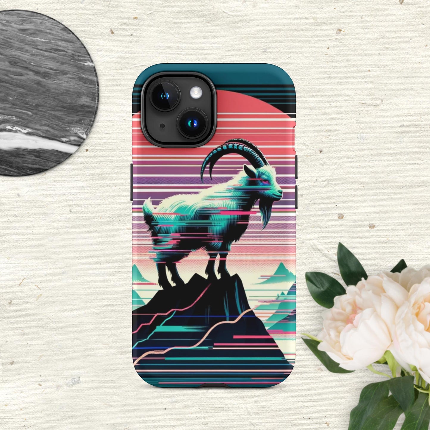 The Hologram Hook Up Matte / iPhone 15 Goat Glitch Tough Case for iPhone®