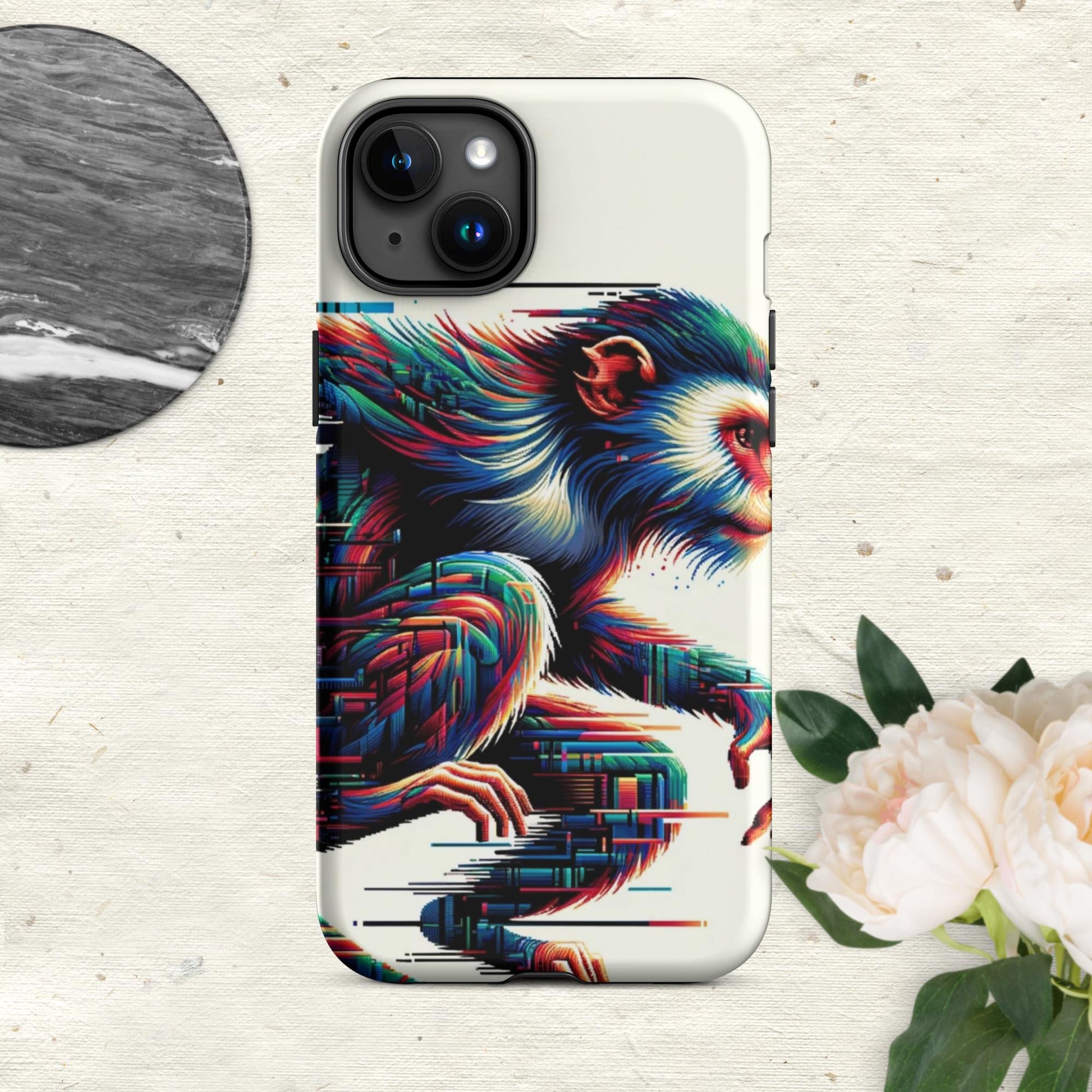 The Hologram Hook Up Matte / iPhone 15 Plus Monkey Glitch Tough Case for iPhone®