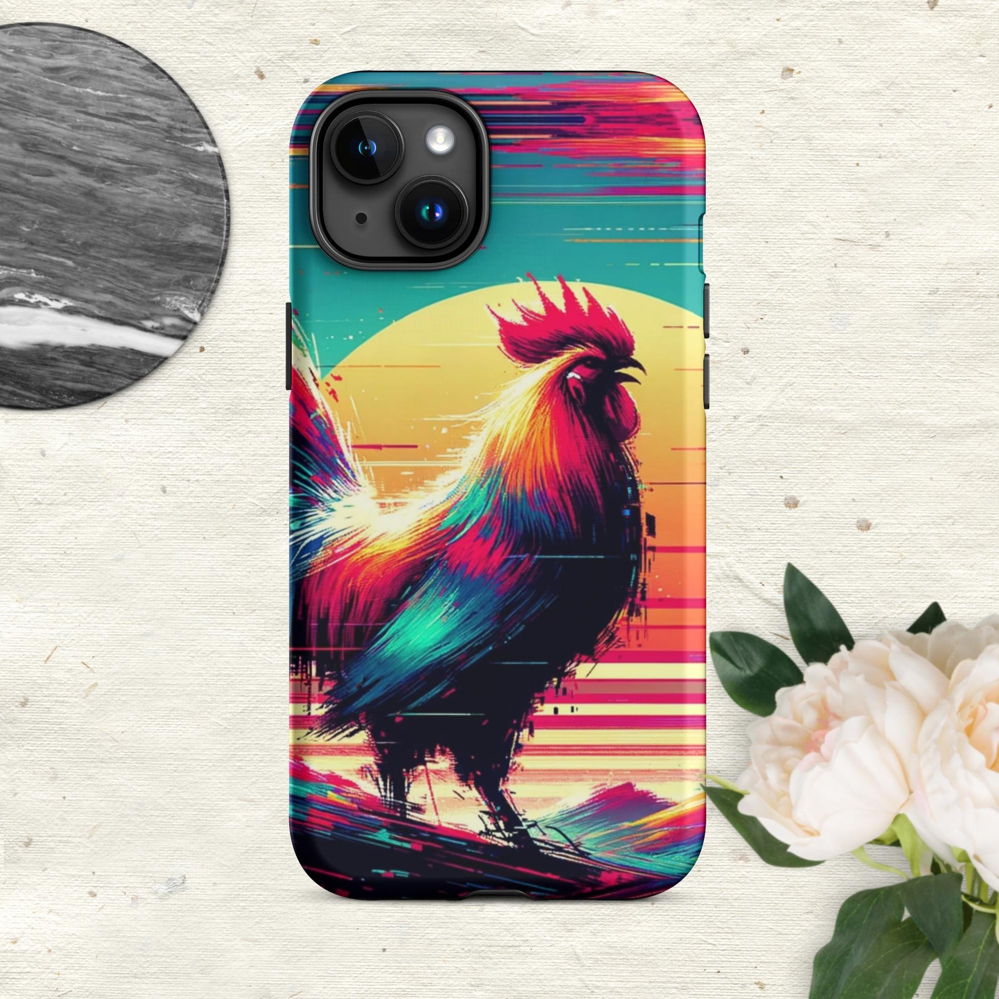 The Hologram Hook Up Matte / iPhone 15 Plus Rooster Glitch Tough Case for iPhone®
