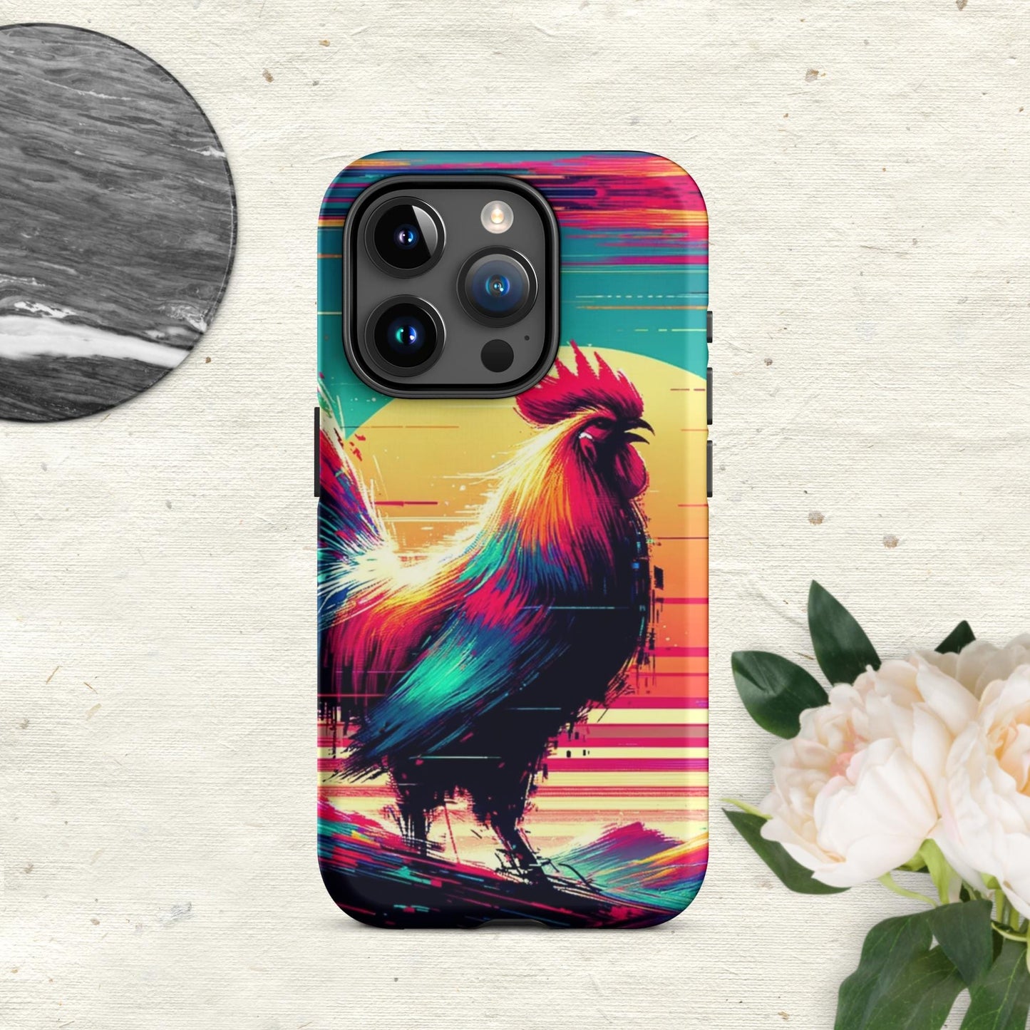 The Hologram Hook Up Matte / iPhone 15 Pro Rooster Glitch Tough Case for iPhone®