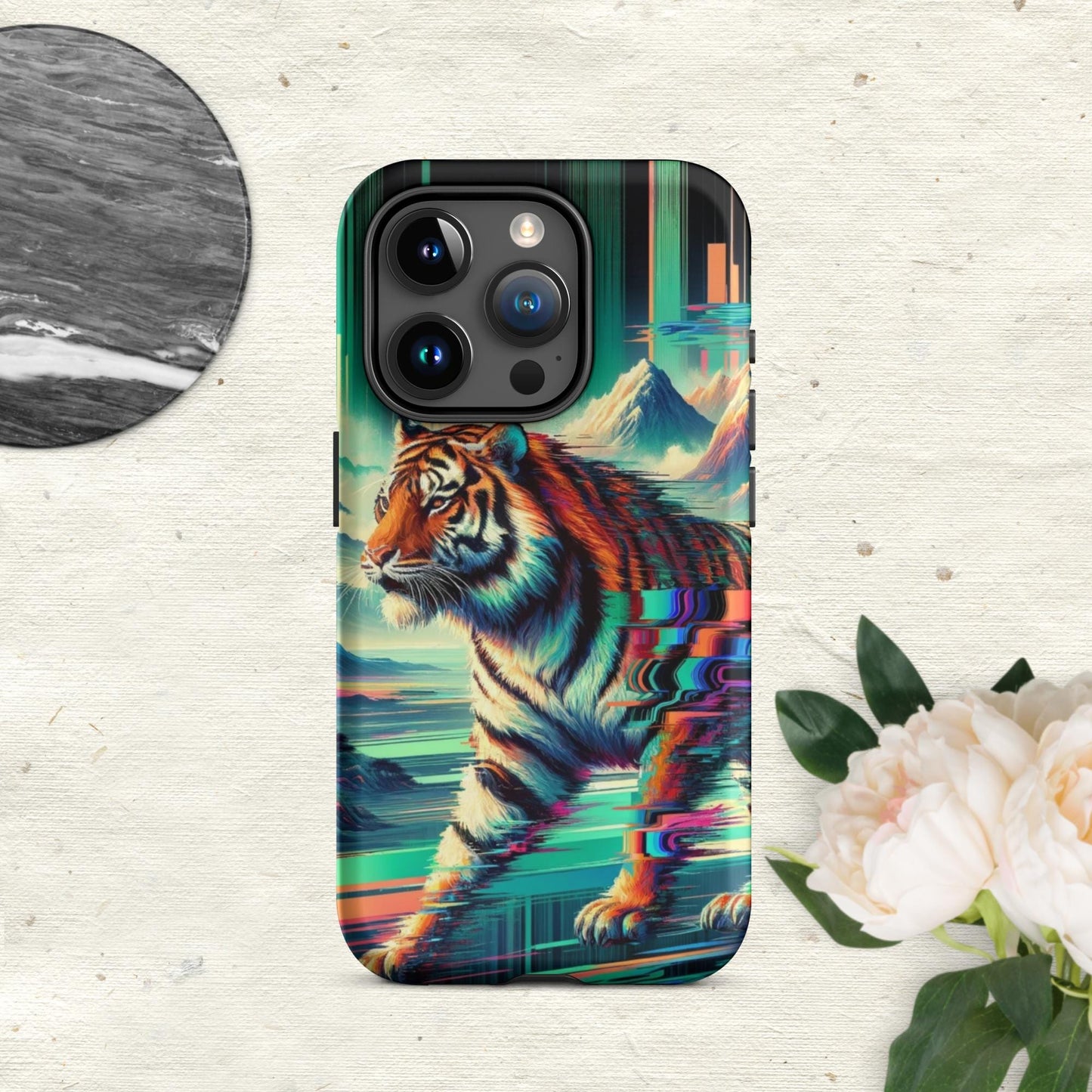 The Hologram Hook Up Matte / iPhone 15 Pro Tiger Glitch Tough Case for iPhone®