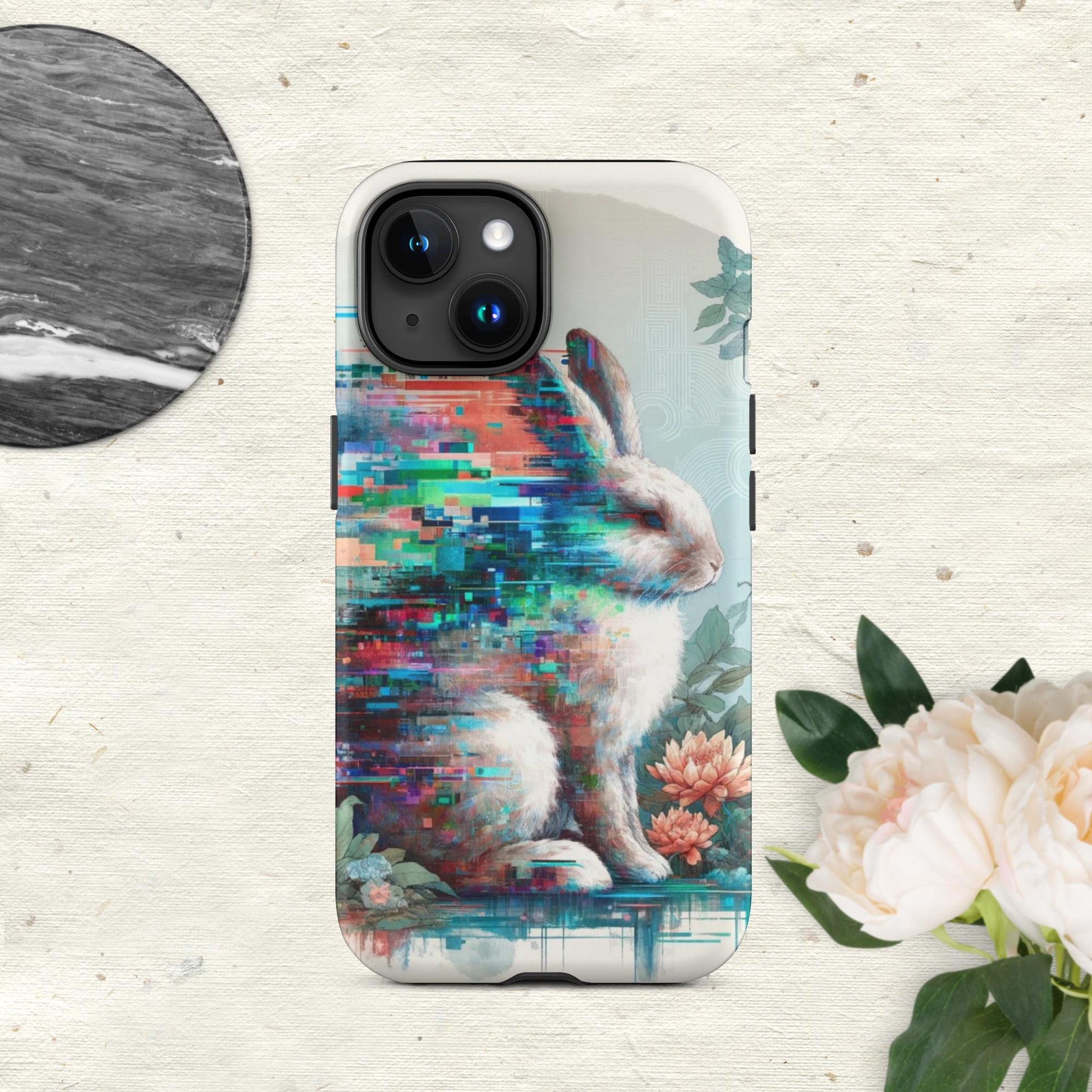 The Hologram Hook Up Matte / iPhone 15 Rabbit Glitch Tough Case for iPhone®