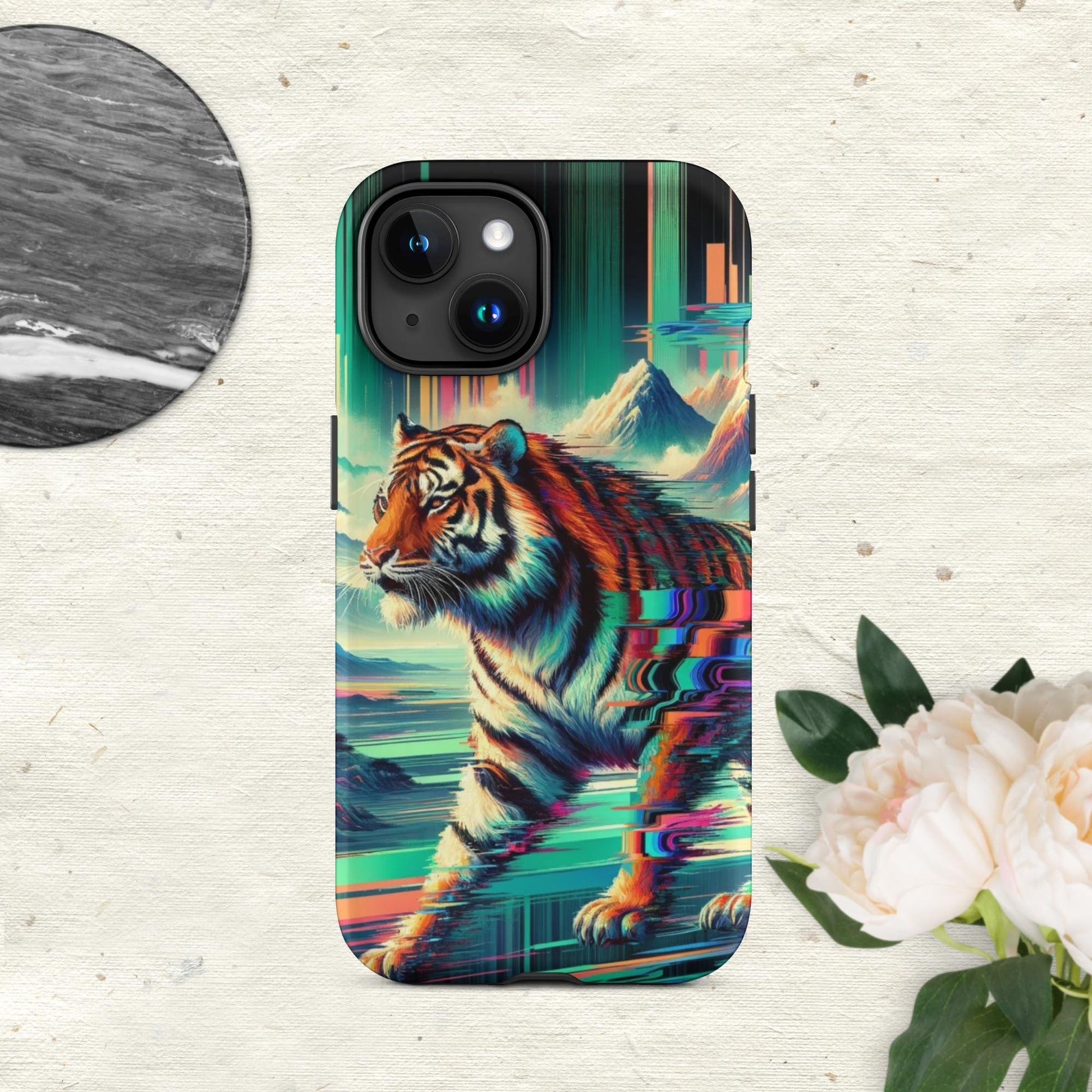 The Hologram Hook Up Matte / iPhone 15 Tiger Glitch Tough Case for iPhone®