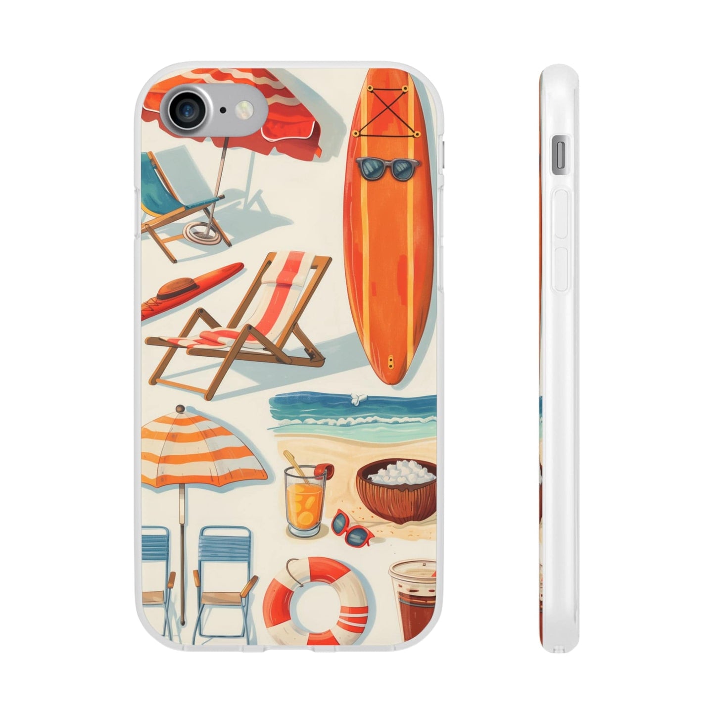 Printify Phone Case Clip Art Summer Vibes Flexi Cases