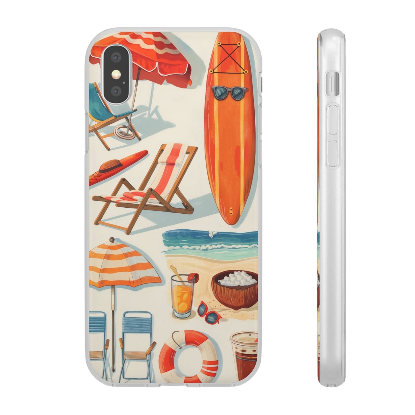 Printify Phone Case Clip Art Summer Vibes Flexi Cases