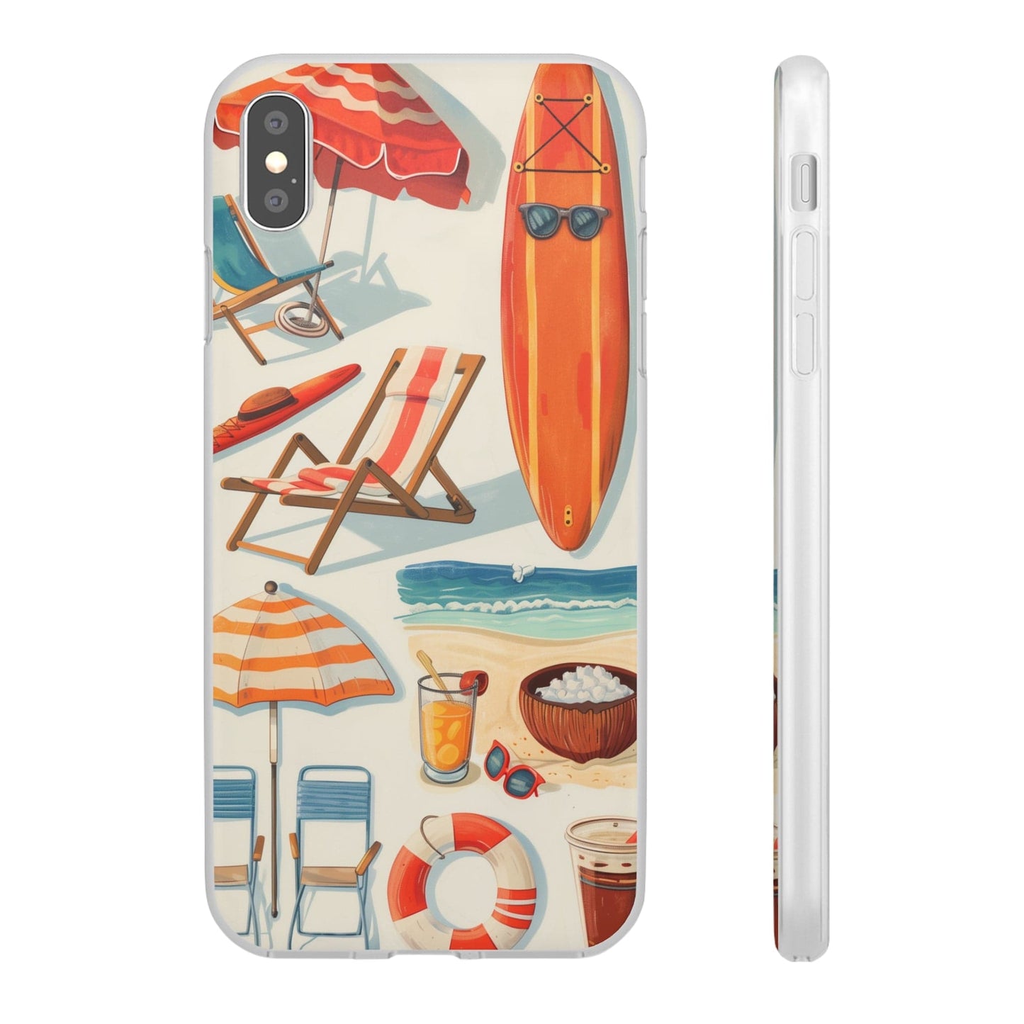 Printify Phone Case Clip Art Summer Vibes Flexi Cases