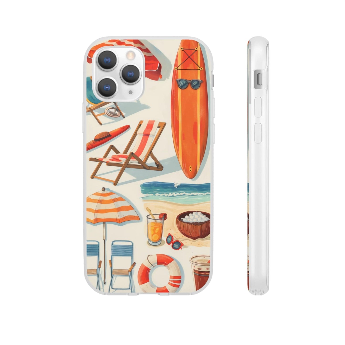 Printify Phone Case Clip Art Summer Vibes Flexi Cases