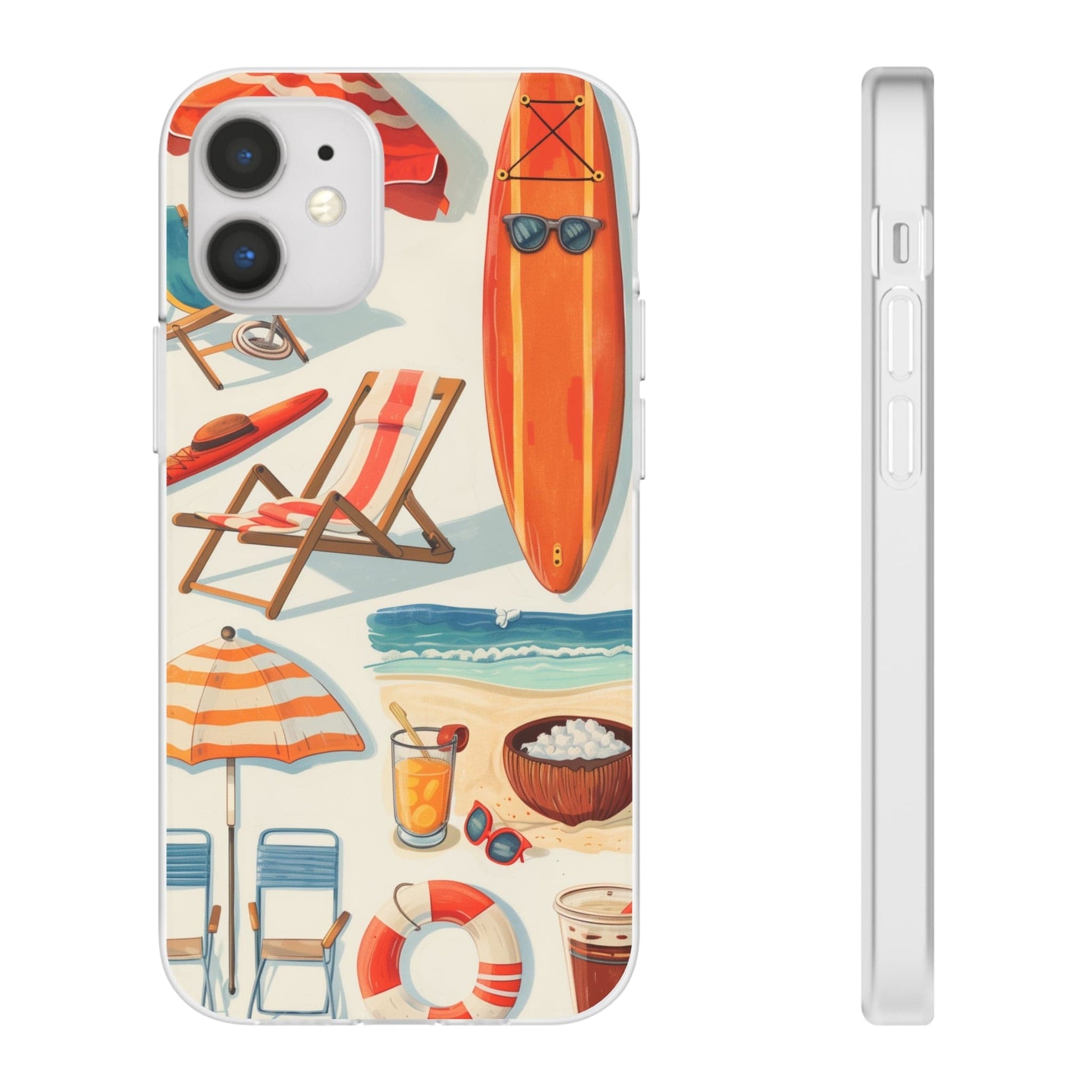 Printify Phone Case Clip Art Summer Vibes Flexi Cases