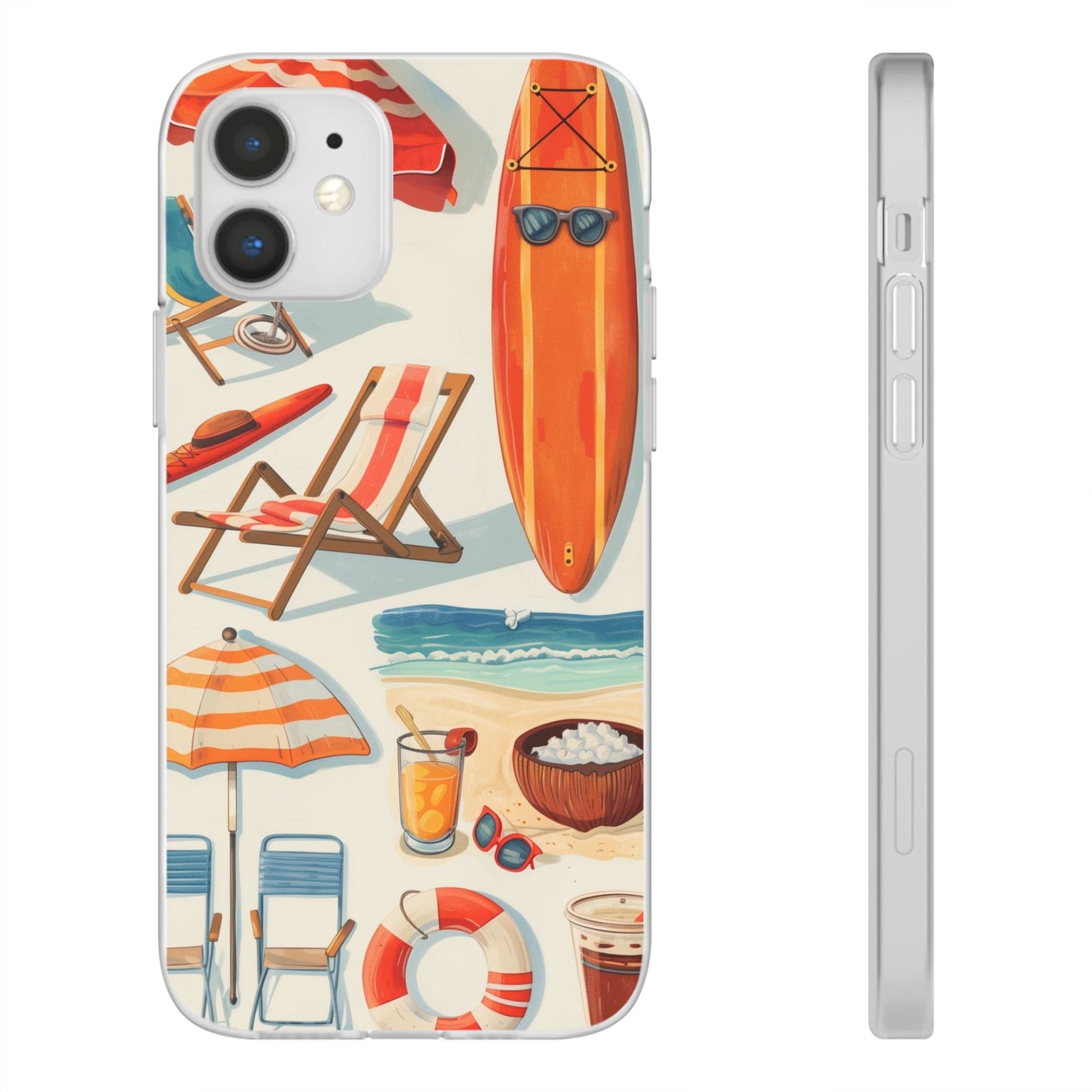 Printify Phone Case Clip Art Summer Vibes Flexi Cases