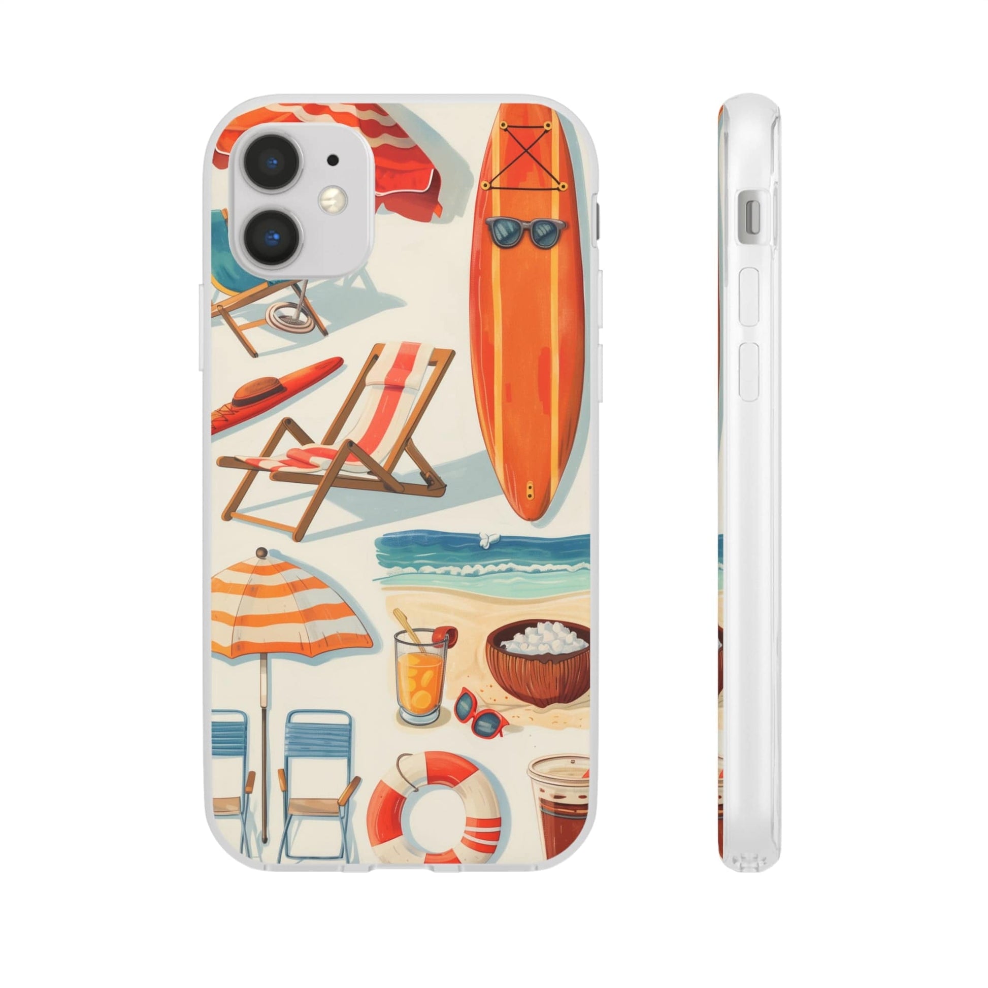 Printify Phone Case Clip Art Summer Vibes Flexi Cases