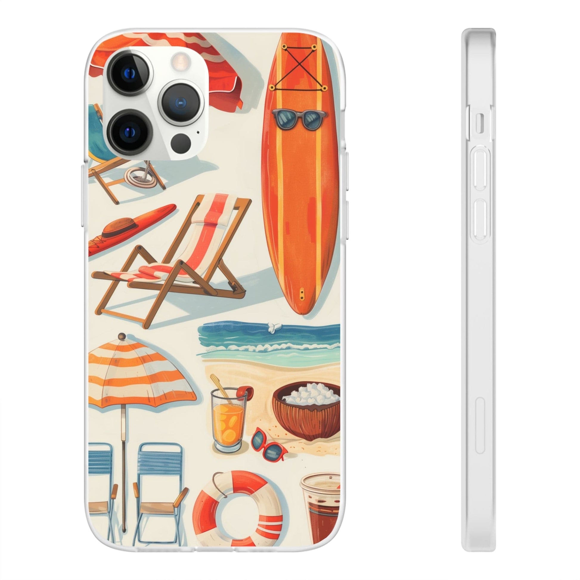 Printify Phone Case Clip Art Summer Vibes Flexi Cases