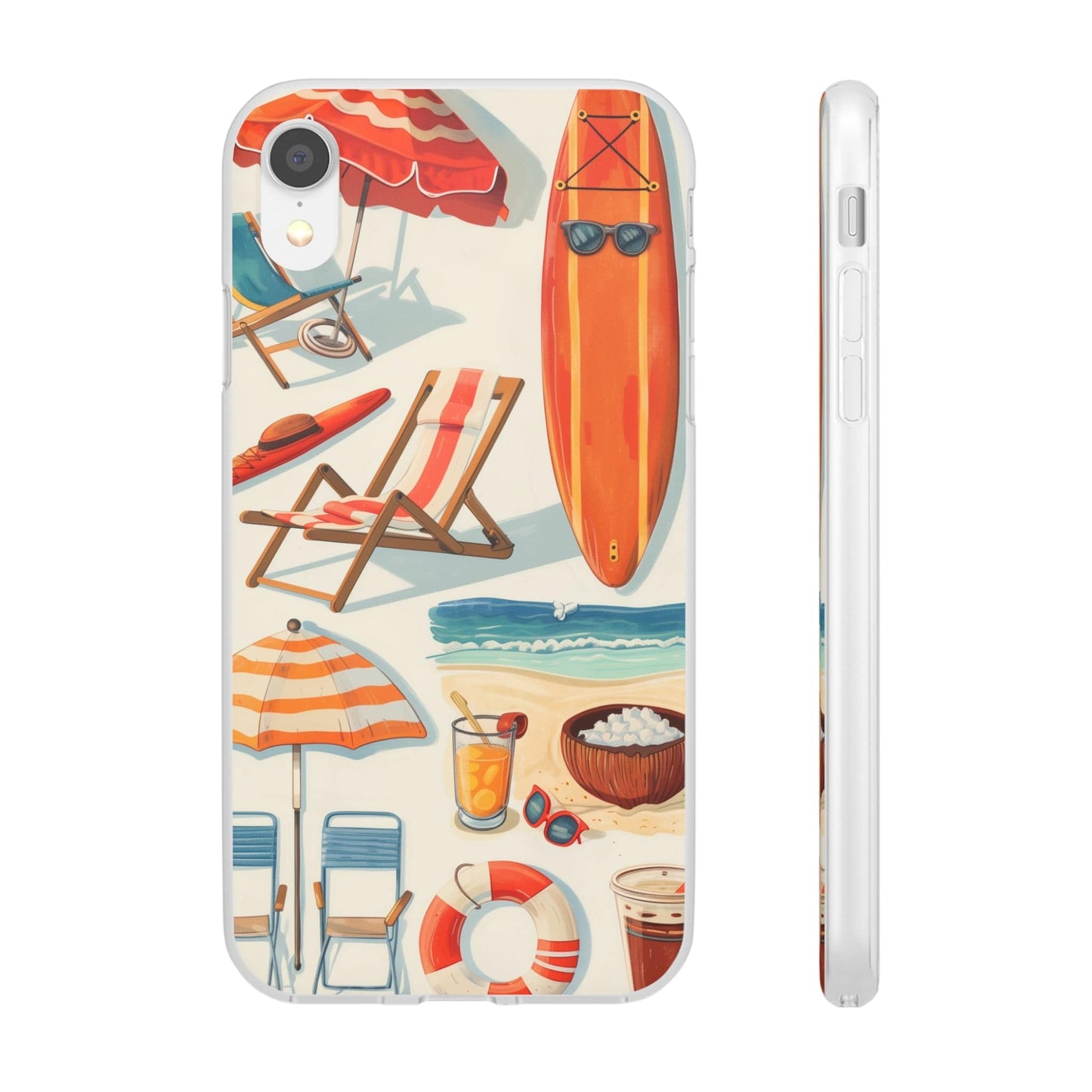 Printify Phone Case Clip Art Summer Vibes Flexi Cases