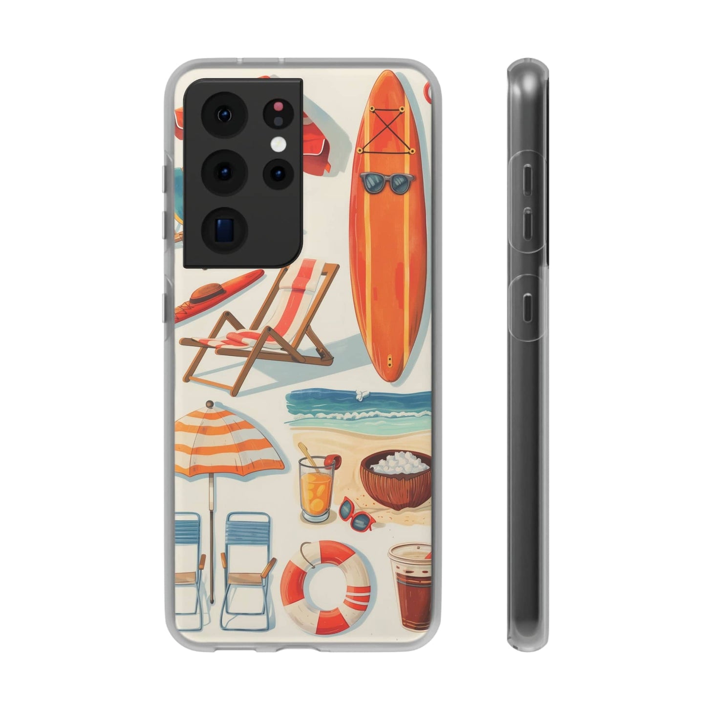 Printify Phone Case Clip Art Summer Vibes Flexi Cases