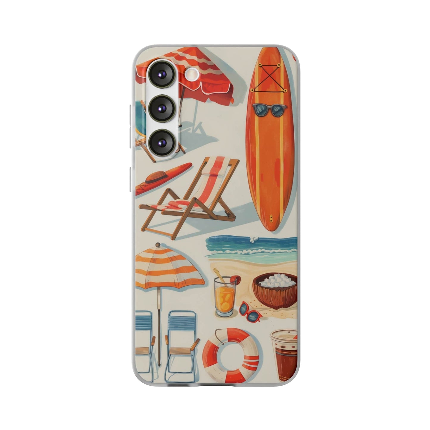 Printify Phone Case Samsung Galaxy S23 Plus Clip Art Summer Vibes Flexi Cases